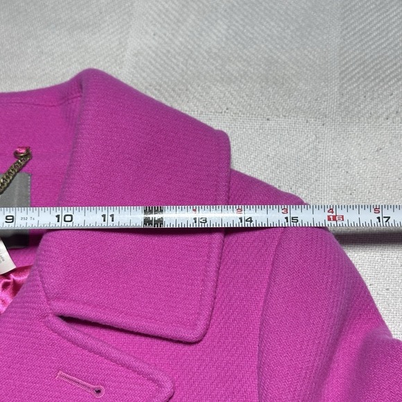 J Crew Majesty Peacoat Womens 4 Pink Stadium Cloth Wool Gold Double Breasted - Picture 8 of 15
